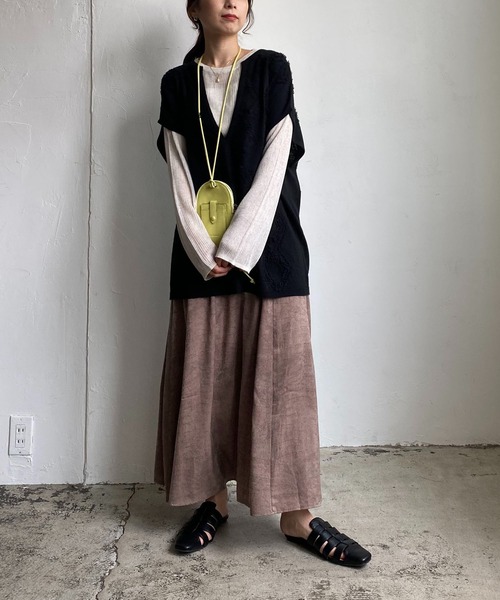 CAPRICIEUX LE'MAGE（カプリシューレマージュ）の「ダイヤフリンジベスト（ニット/セーター・レディース・ブラック/ライトベージュ・FREE）」の12枚目の写真