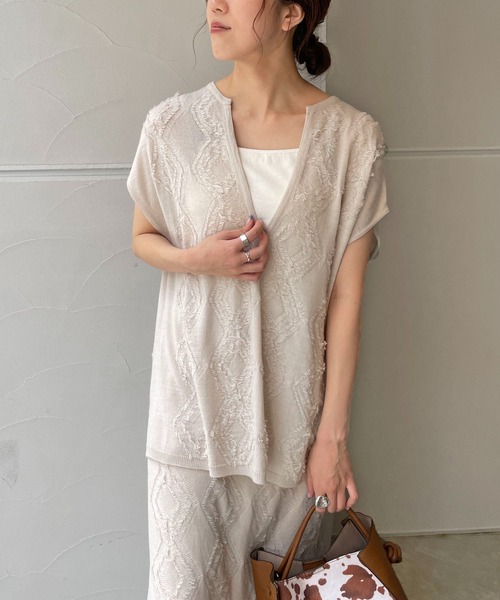 CAPRICIEUX LE'MAGE（カプリシューレマージュ）の「ダイヤフリンジベスト（ニット/セーター・レディース・ブラック/ライトベージュ・FREE）」の13枚目の写真