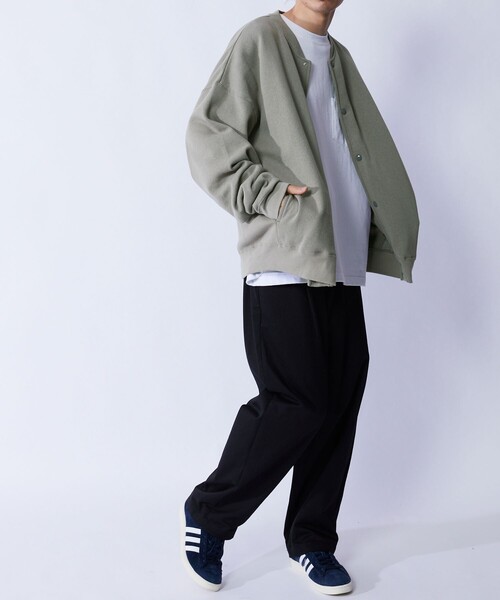 FREAK'S STORE（フリークスストア）の「WEB限定 ビッグシルエット スウェットスナップカーディガン/裏起毛/セットアップ対応（スウェット・メンズ・ブラック/ネイビー/杢グレー/グレイッシュベージュ/ブラウン・SMALL/MEDIUM/LARGE/X-LARGE）」の9枚目の写真