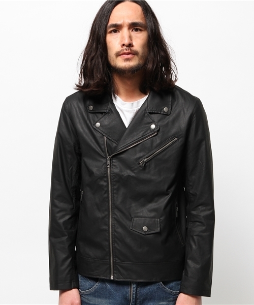 WEGO(ウィゴー)の「WEGO/フェイクレザーダブルライダースジャケット(ライダースジャケット・メンズ・ブラック/ベージュ・MEDIUM/LARGE)」の4枚目の写真