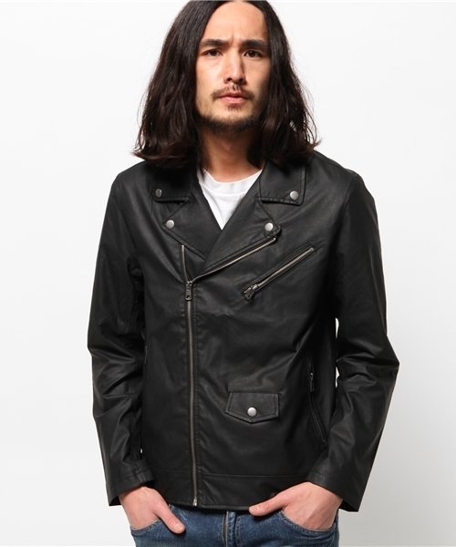 WEGO(ウィゴー)の「WEGO/フェイクレザーダブルライダースジャケット(ライダースジャケット・メンズ・ブラック/ベージュ・MEDIUM/LARGE)」の13枚目の写真