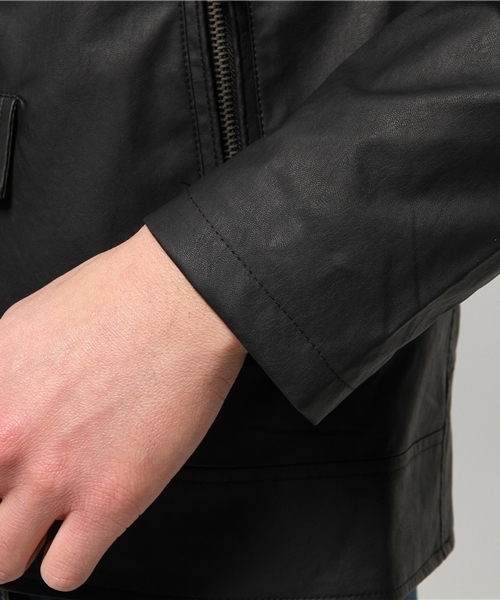 WEGO(ウィゴー)の「WEGO/フェイクレザーダブルライダースジャケット(ライダースジャケット・メンズ・ブラック/ベージュ・MEDIUM/LARGE)」の15枚目の写真