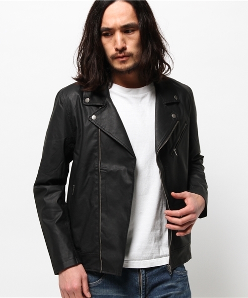 WEGO(ウィゴー)の「WEGO/フェイクレザーダブルライダースジャケット(ライダースジャケット・メンズ・ブラック/ベージュ・MEDIUM/LARGE)」の9枚目の写真