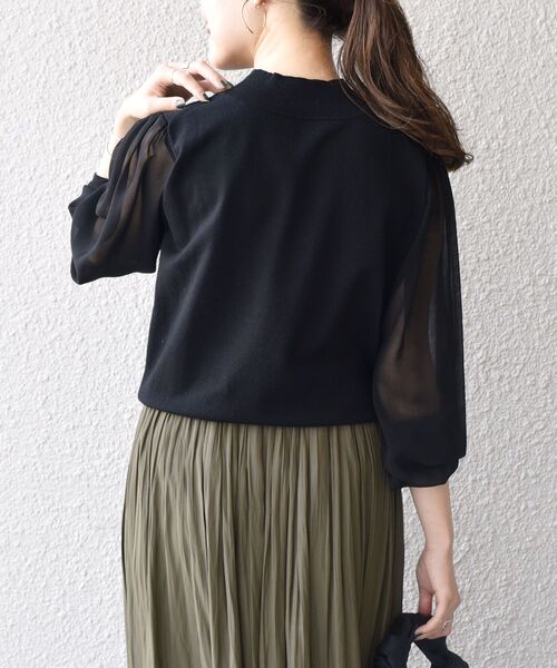 SHIPS（シップス）の「【WEB限定】〈手洗い可能〉シフォンスリーブ