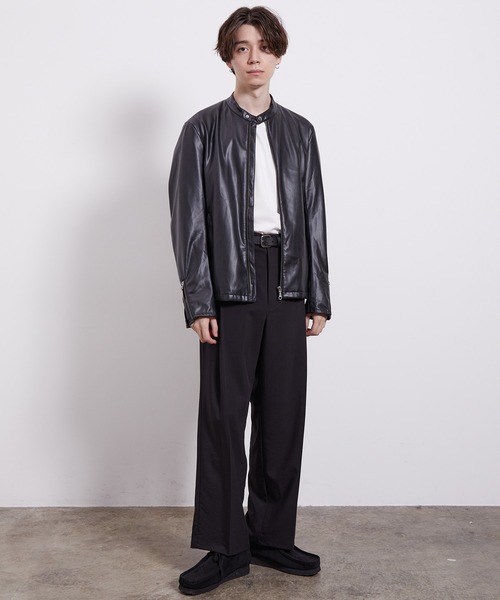 JUNRED（ジュンレッド）の「シンセティックレザーシングルライダースジャケット（ライダースジャケット・メンズ・ブラック/グレー・LL/M/L）」の3枚目の写真