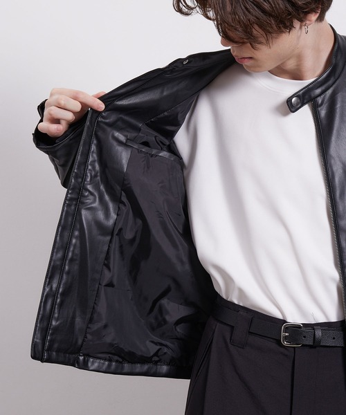 JUNRED（ジュンレッド）の「シンセティックレザーシングルライダースジャケット（ライダースジャケット・メンズ・ブラック/グレー・LL/M/L）」の16枚目の写真