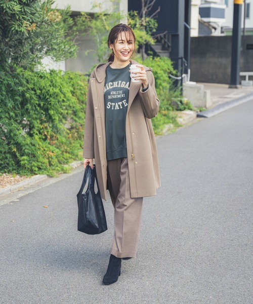 GLOBAL WORK（グローバルワーク）の「軽やかストレッチ2WAYコート/947217（その他アウター・レディース・アイボリー/杢グレー/ベージュ/ブラック/モカ/ライトカーキ/ダークグレー/グレー系その他/ブラウン・MEDIUM/SMALL/LARGE/X-LARGE）」の11枚目の写真