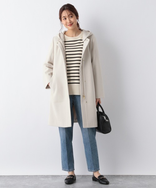 GLOBAL WORK（グローバルワーク）の「軽やかストレッチ2WAYコート/947217（その他アウター・レディース・アイボリー/杢グレー/ベージュ/ブラック/モカ/ライトカーキ/ダークグレー/グレー系その他/ブラウン・MEDIUM/SMALL/LARGE/X-LARGE）」の15枚目の写真