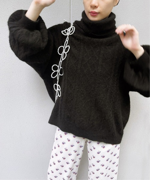 Mes Demoiselles...(メドモワゼル)の「【MES DEMOISELLES/メドモアゼル】ケーブル タートルネック(ニット/セーター・レディース・ブラック・SMALL)」の3枚目の写真