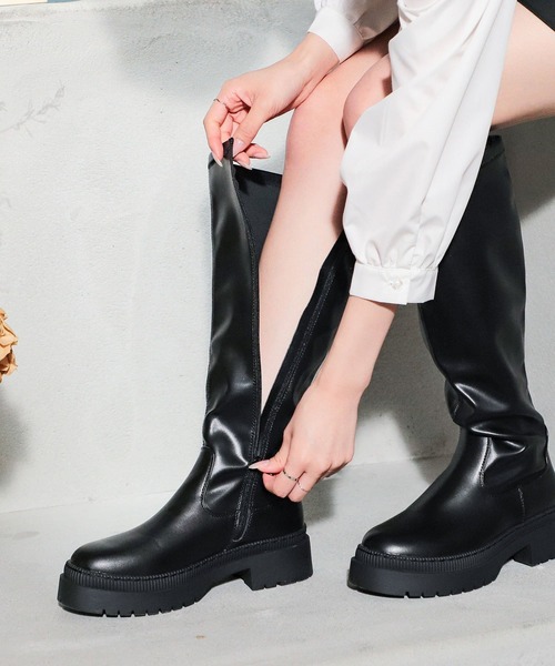 Honeys（ハニーズ）の「ストレッチロングブーツ（ブーツ・レディース・ブラック/ダークブラウン・S/M/L）」の10枚目の写真