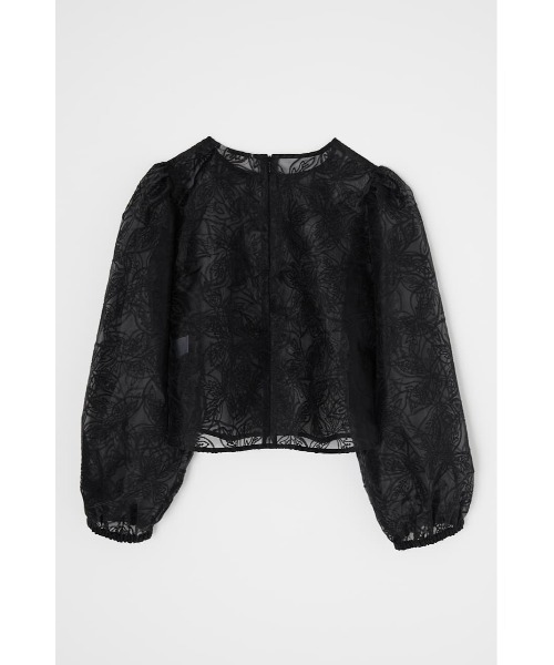 MOUSSY（マウジー）の「ORGANDIE EMBROIDERY トップス（シャツ/ブラウス・レディース・ブラック/アイボリー・FREE）」の4枚目の写真