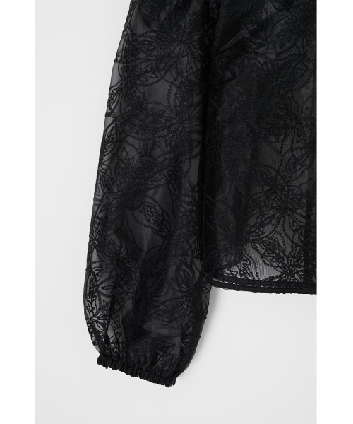 MOUSSY（マウジー）の「ORGANDIE EMBROIDERY トップス（シャツ/ブラウス・レディース・ブラック/アイボリー・FREE）」の7枚目の写真