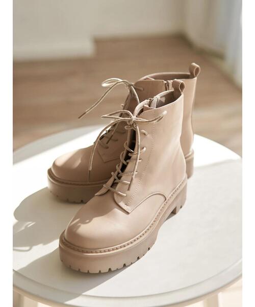 earth music&ecology(アースミュージックアンドエコロジー)の「ORiental TRaffic レースアップブーツ *(ブーツ・レディース・ベージュ/ブラック・M/S/L)」の3枚目の写真