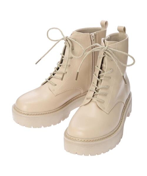 earth music&ecology(アースミュージックアンドエコロジー)の「ORiental TRaffic レースアップブーツ *(ブーツ・レディース・ベージュ/ブラック・M/S/L)」の5枚目の写真
