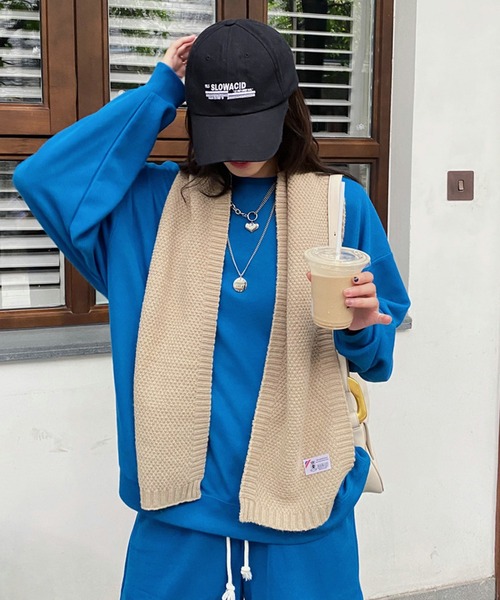 STYLEBLOCK（スタイルブロック）の「ケーブル編みマフラー（マフラー・レディース・ブラック/ベージュ/オレンジ/ブルー/グリーン・FREE）」の2枚目の写真