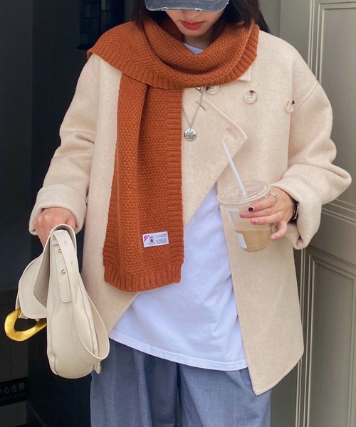 STYLEBLOCK（スタイルブロック）の「ケーブル編みマフラー（マフラー・レディース・ブラック/ベージュ/オレンジ/ブルー/グリーン・FREE）」の5枚目の写真