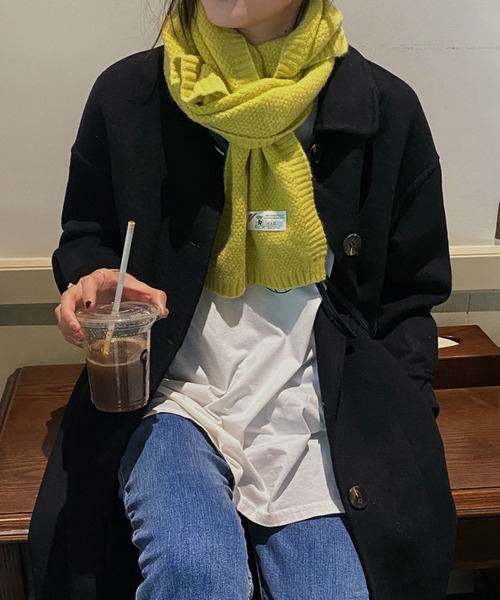 STYLEBLOCK（スタイルブロック）の「ケーブル編みマフラー（マフラー・レディース・ブラック/ベージュ/オレンジ/ブルー/グリーン・FREE）」の3枚目の写真