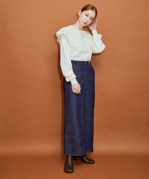 MADEMOISELLE ROPE'(マドモアゼル ロペ)の「【dahl'ia】ケープレースロングスリーブカットソー(Tシャツ/カットソー・レディース・ブラック/キナリ・FREE)」の9枚目の写真