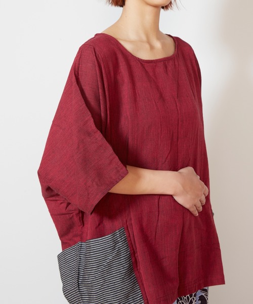 チャイハネ（チャイハネ）の「【チャイハネ】ネパールコットン アナンダトップス（ユニセックス）（その他トップス・レディース・レッド/ターコイズブルー/キナリ/ブラック・FREE）」の12枚目の写真