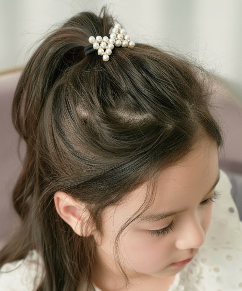 Rora（ローラ）の「ショパン パールリボン ヘアゴム(2type) フォーマル カジュアル キラキラ 【ママとお揃い】（ヘアゴム・キッズ・A/B・FREE）」の8枚目の写真