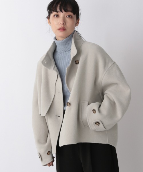 LOWRYS FARM(ローリーズファーム)の「メリノWフェイススタンドジャケット 236929(ブルゾン・レディース・ブラウン/アイボリー・FREE)」の3枚目の写真