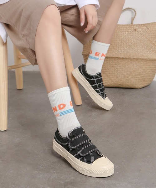 Shoes in Closet（シューズインクローゼット）の「厚底 ベーシック ベルクロ キャンバス スニーカー 7449（スニーカー・レディース・ブラック/アイボリー・L/M/S/LL）」の14枚目の写真