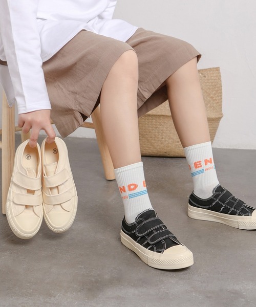 Shoes in Closet（シューズインクローゼット）の「厚底 ベーシック ベルクロ キャンバス スニーカー 7449（スニーカー・レディース・ブラック/アイボリー・L/M/S/LL）」の10枚目の写真