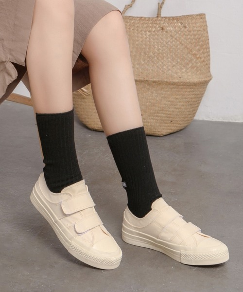 Shoes in Closet（シューズインクローゼット）の「厚底 ベーシック ベルクロ キャンバス スニーカー 7449（スニーカー・レディース・ブラック/アイボリー・L/M/S/LL）」の12枚目の写真