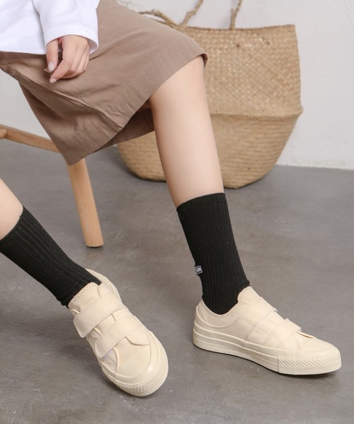 Shoes in Closet（シューズインクローゼット）の「厚底 ベーシック ベルクロ キャンバス スニーカー 7449（スニーカー・レディース・ブラック/アイボリー・L/M/S/LL）」の11枚目の写真