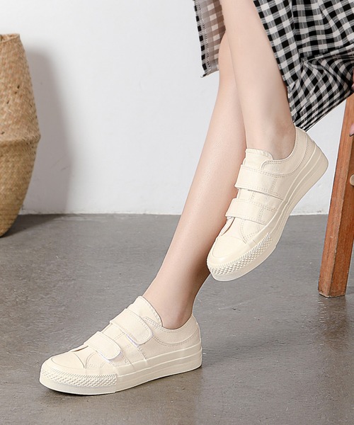 Shoes in Closet（シューズインクローゼット）の「厚底 ベーシック ベルクロ キャンバス スニーカー 7449（スニーカー・レディース・ブラック/アイボリー・L/M/S/LL）」の13枚目の写真