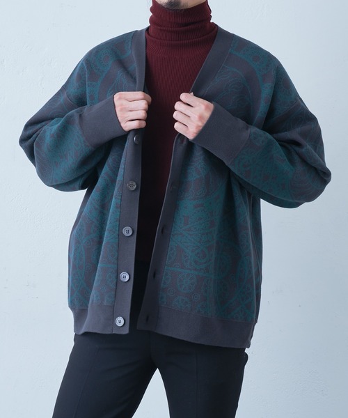 Lui's（ルイス）の「柄編みジャガードカーディガン（カーディガン/ボレロ・メンズ・ブラック/チャコールグレー・SMALL/MEDIUM）」の12枚目の写真