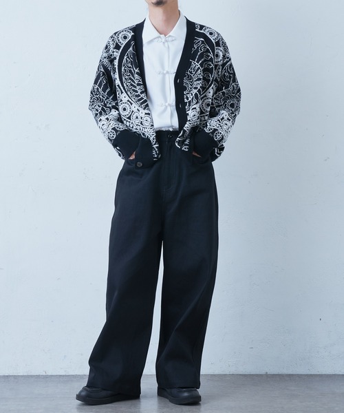 Lui's（ルイス）の「柄編みジャガードカーディガン（カーディガン/ボレロ・メンズ・ブラック/チャコールグレー・SMALL/MEDIUM）」の10枚目の写真