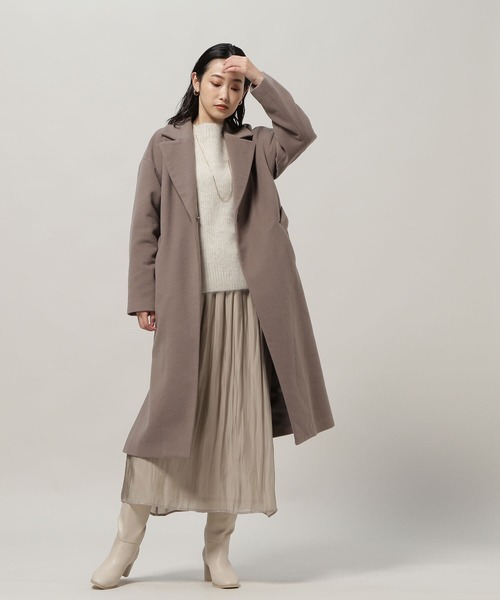 NATURAL BEAUTY BASIC(ナチュラルビューティーベーシック)の「ベルテッドオーバーチェスターコート(チェスターコート・レディース・ブラウン/グリーン/グレー・MEDIUM/SMALL)」の5枚目の写真