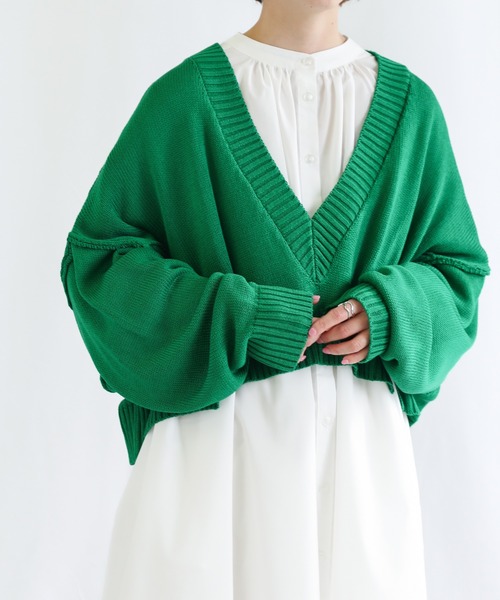 select MOCA(セレクトモカ)の「2WAYボリュームスリーブショートトップス(ニット/セーター・レディース・サックスブルー/グリーン/レンガ・FREE)」の7枚目の写真