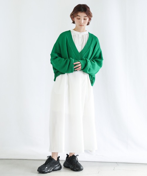 select MOCA(セレクトモカ)の「2WAYボリュームスリーブショートトップス(ニット/セーター・レディース・サックスブルー/グリーン/レンガ・FREE)」の4枚目の写真