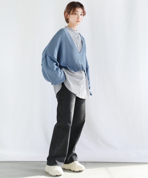 select MOCA(セレクトモカ)の「2WAYボリュームスリーブショートトップス(ニット/セーター・レディース・サックスブルー/グリーン/レンガ・FREE)」の5枚目の写真
