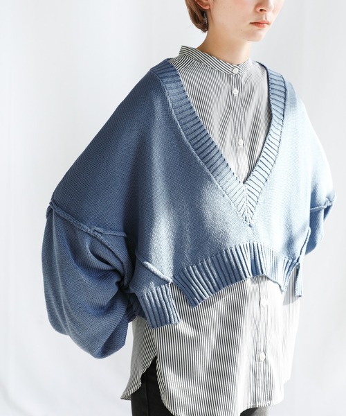select MOCA(セレクトモカ)の「2WAYボリュームスリーブショートトップス(ニット/セーター・レディース・サックスブルー/グリーン/レンガ・FREE)」の12枚目の写真