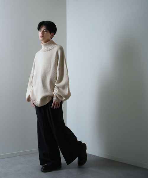 イージーケアファブリックボリュームスリーブカラーハイネックニット/ベーシック（ニット/セーター）｜Nilway（ニルウェイ）