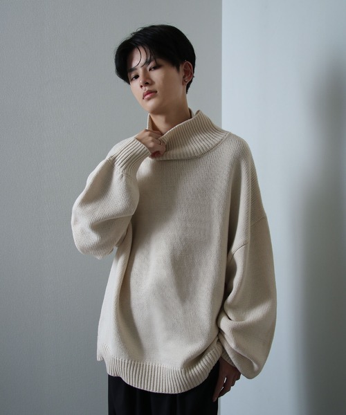 イージーケアファブリックボリュームスリーブカラーハイネックニット/ベーシック（ニット/セーター）｜Nilway（ニルウェイ）