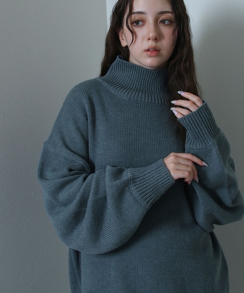 イージーケアファブリックボリュームスリーブカラーハイネックニット/ベーシック（ニット/セーター）｜Nilway（ニルウェイ）