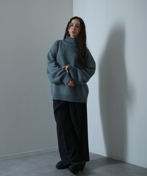 イージーケアファブリックボリュームスリーブカラーハイネックニット/ベーシック（ニット/セーター）｜Nilway（ニルウェイ）