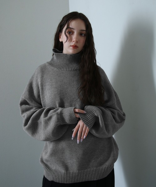 イージーケアファブリックボリュームスリーブカラーハイネックニット/ベーシック（ニット/セーター）｜Nilway（ニルウェイ）