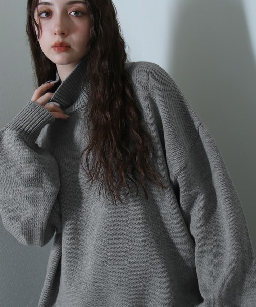 イージーケアファブリックボリュームスリーブカラーハイネックニット/ベーシック（ニット/セーター）｜Nilway（ニルウェイ）