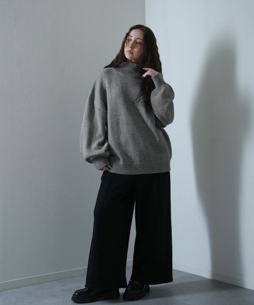 イージーケアファブリックボリュームスリーブカラーハイネックニット/ベーシック（ニット/セーター）｜Nilway（ニルウェイ）