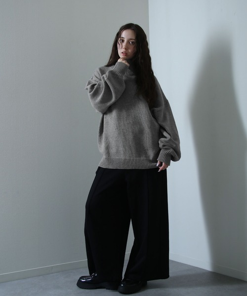 イージーケアファブリックボリュームスリーブカラーハイネックニット/ベーシック（ニット/セーター）｜Nilway（ニルウェイ）