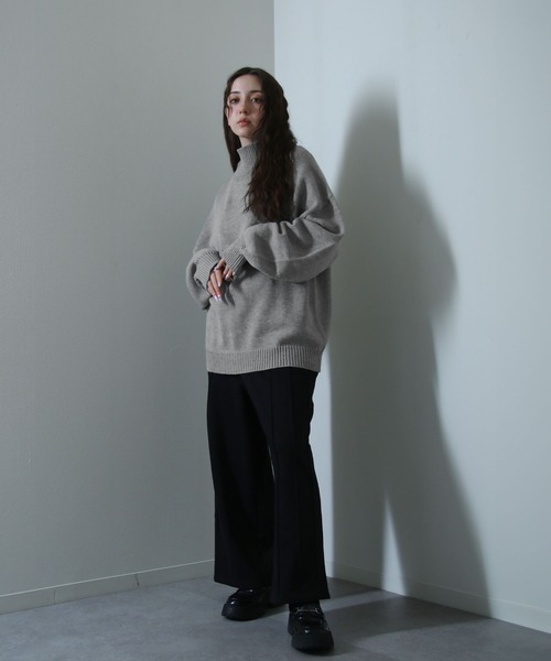 イージーケアファブリックボリュームスリーブカラーハイネックニット/ベーシック（ニット/セーター）｜Nilway（ニルウェイ）