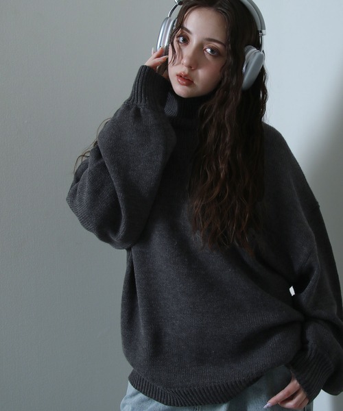 イージーケアファブリックボリュームスリーブカラーハイネックニット/ベーシック（ニット/セーター）｜Nilway（ニルウェイ）