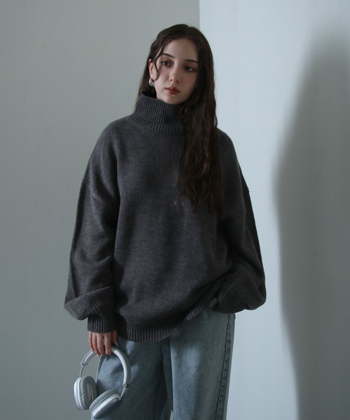 イージーケアファブリックボリュームスリーブカラーハイネックニット/ベーシック（ニット/セーター）｜Nilway（ニルウェイ）