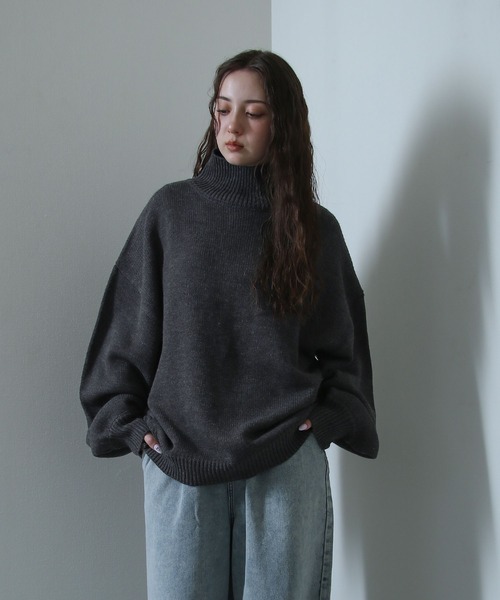 イージーケアファブリックボリュームスリーブカラーハイネックニット/ベーシック（ニット/セーター）｜Nilway（ニルウェイ）