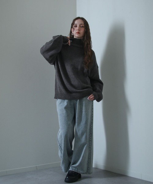 イージーケアファブリックボリュームスリーブカラーハイネックニット/ベーシック（ニット/セーター）｜Nilway（ニルウェイ）